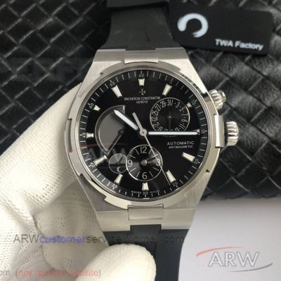 TWA Swiss Vacheron Constantin Overseas Dual Time Automatic 42 MM Black Face Rubber 1222-SC Watch